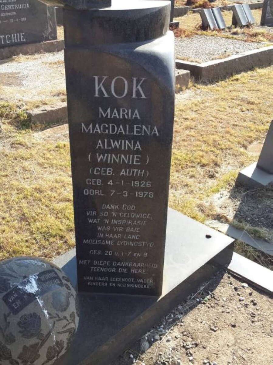 KOK Maria Magdalena Alwina nee AUTH 1926-1978