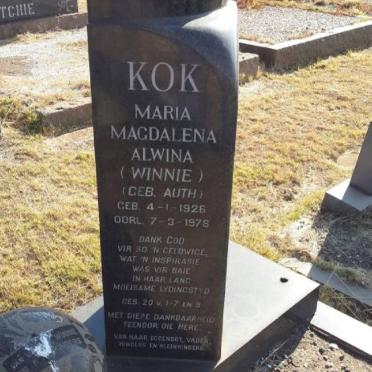 KOK Maria Magdalena Alwina nee AUTH 1926-1978
