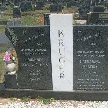 KRUGER Johannes Willem Petrus 1917-1973 &amp; Catharina Beatrix 1923-2009