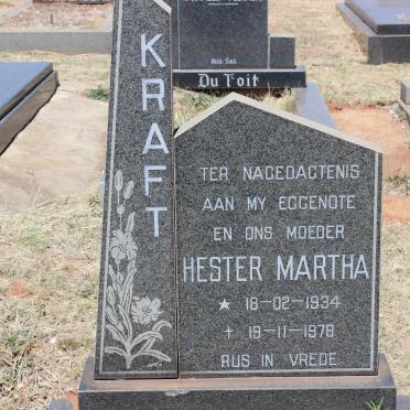 KRAFT Hester Martha 1934-1978