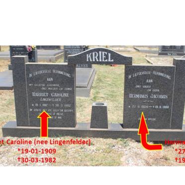 KRIEL Hermanus Jacobus 1904-1988 &amp; Harriet Caroline LINGENFELDER 1909-1982