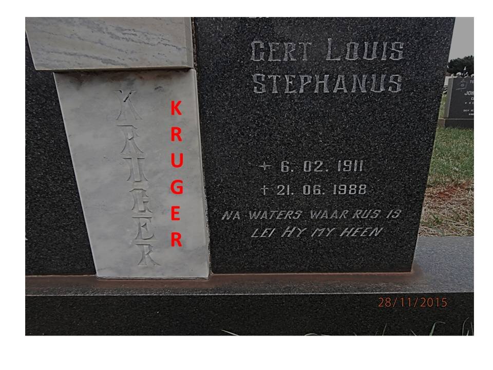 KRUGER Gert Louis Stephanus 1911-1988