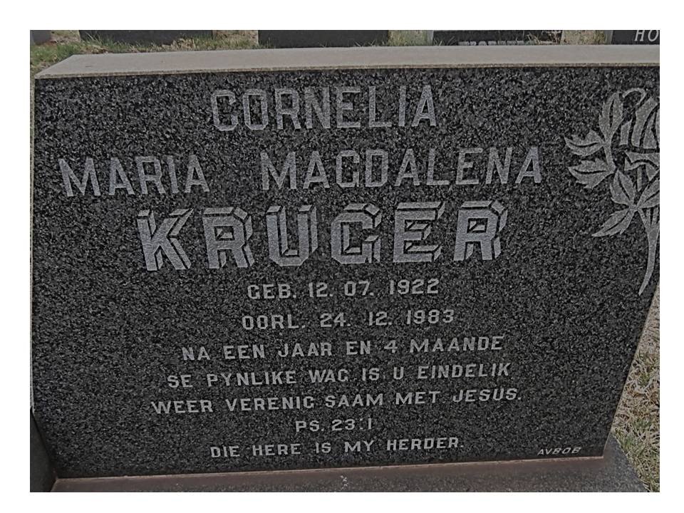 KRUGER Cornelia Maria Magdalena 1922-1983