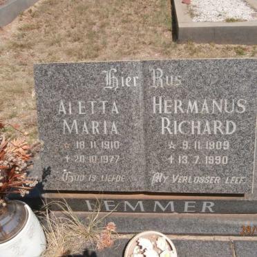 LEMMER Hermanus Richard 1909-1990 &amp; Aletta Maria 1910-1977