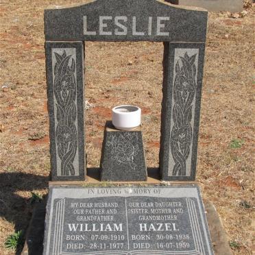 LESLIE William 1910-1977 &amp; Hazel 1938-1959