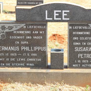 LEE Hermanus Phillippus 1925-1981 &amp; Susara Aletta Petronella 1929-2011