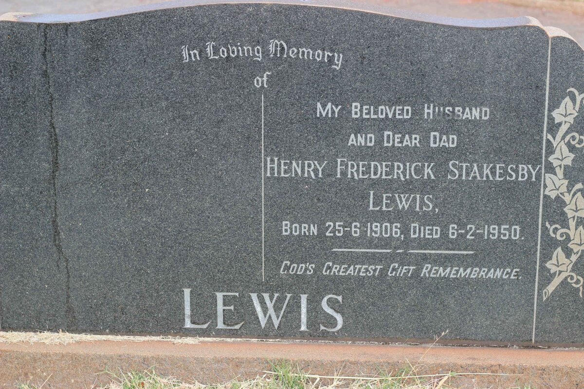 LEWIS Henry Frederick Stakesby 1906-1950