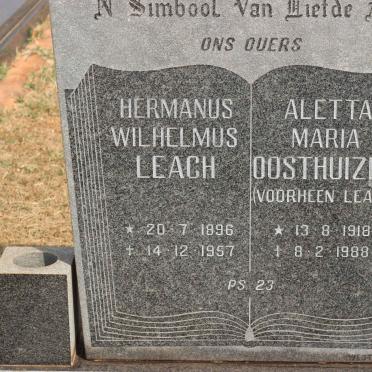 LEACH Hermanus Wilhelmus 1896-1957 &amp; Aletta Maria OOSTHUIZEN formerly LEACH 1918-1988