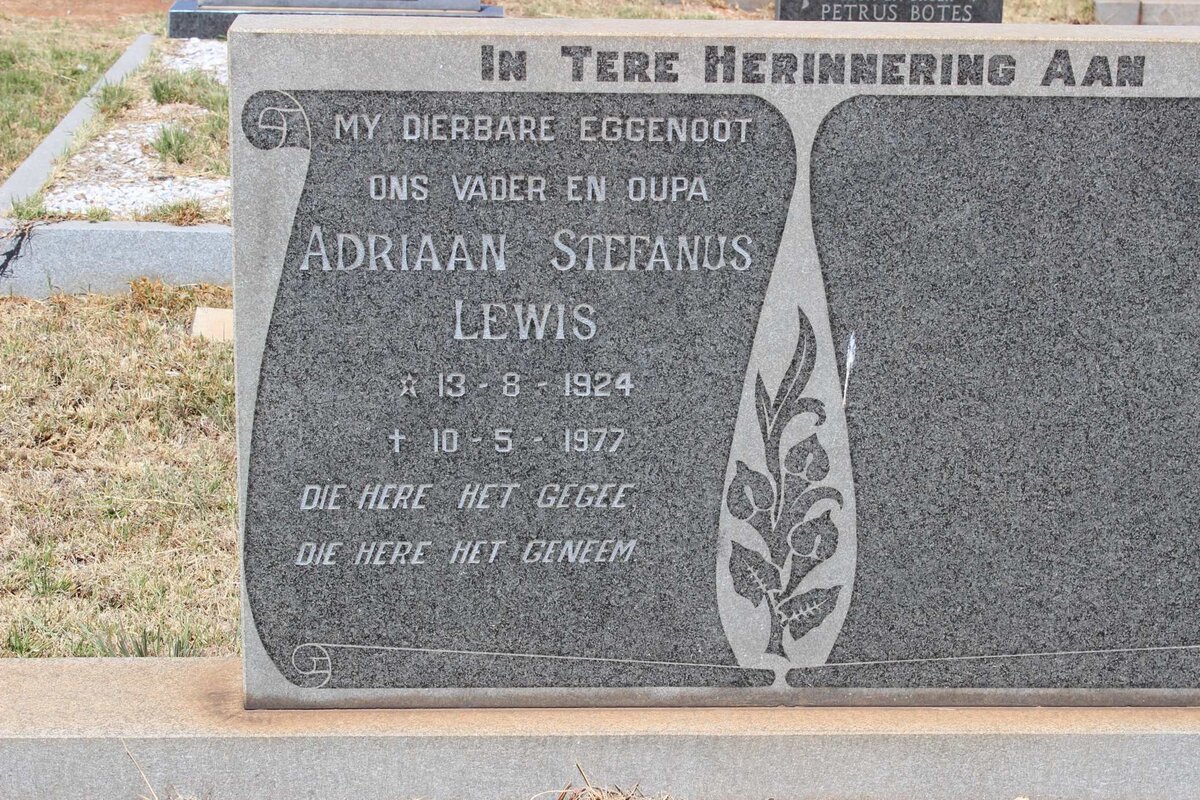 LEWIS Adriaan Stefanus 1924-1977