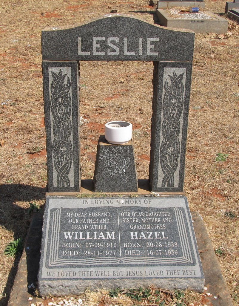 LESLIE William 1910-1977 &amp; Hazel 1938-1959