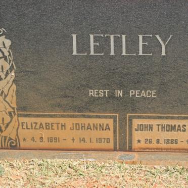 LETLEY John Thomas Reynolds 1886-1979 &amp; Elizabeth Johanna 1891-1970