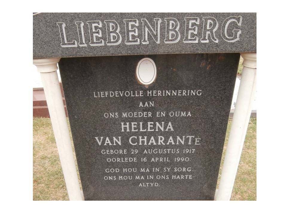 LIEBENBERG Helena Van Charante 1917-1990