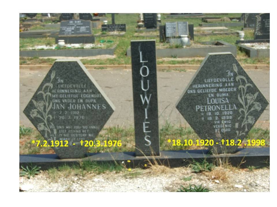 LOUWIES  Jan Johannes 1912-1976 &amp; Louisa Petronella 1920-1998