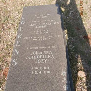 LOURENS Jakobus Martinus 1920-1964 &amp; Johanna Magdelena 1918-1993