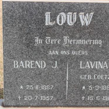 LOUW Barend J. 1887-1957 &amp; Lavina C. COETZEE 1894-1969
