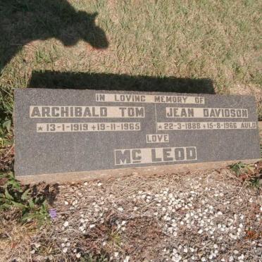 McCLEOD Archibald Tom 1919-1965 &amp; Jean DAVIDSON 1888-1966