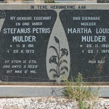 MULDER Stefanus Petrus 1911-1973 &amp; Martha Louisa 1920-1976