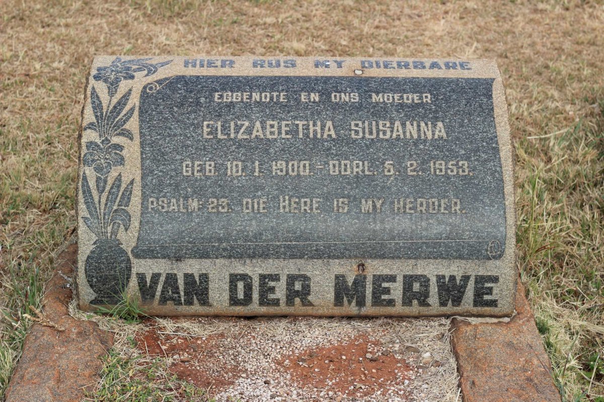 MERWE Elizabeth Susanna, van der 1900-1953