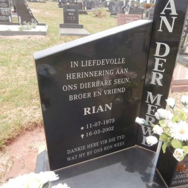 MERWE Rian, van der 1975-2002