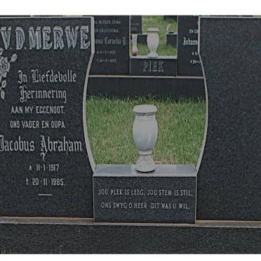 MERWE Jacobus Abraham, v.d. 1917-1985