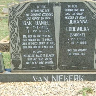 NIEKERK Isak Daniel, van 1896-1974 &amp; Johanna Lodewieka SNOOKE 1913-1999