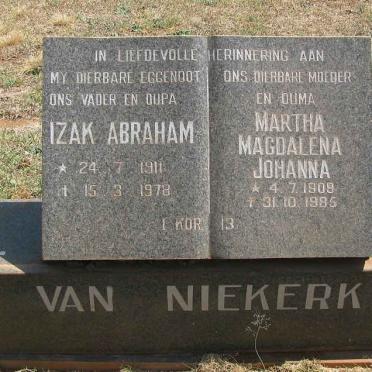 NIEKERK Izak Abraham, van 1911-1978 &amp; Martha Magdalena Johanna 1909-1985