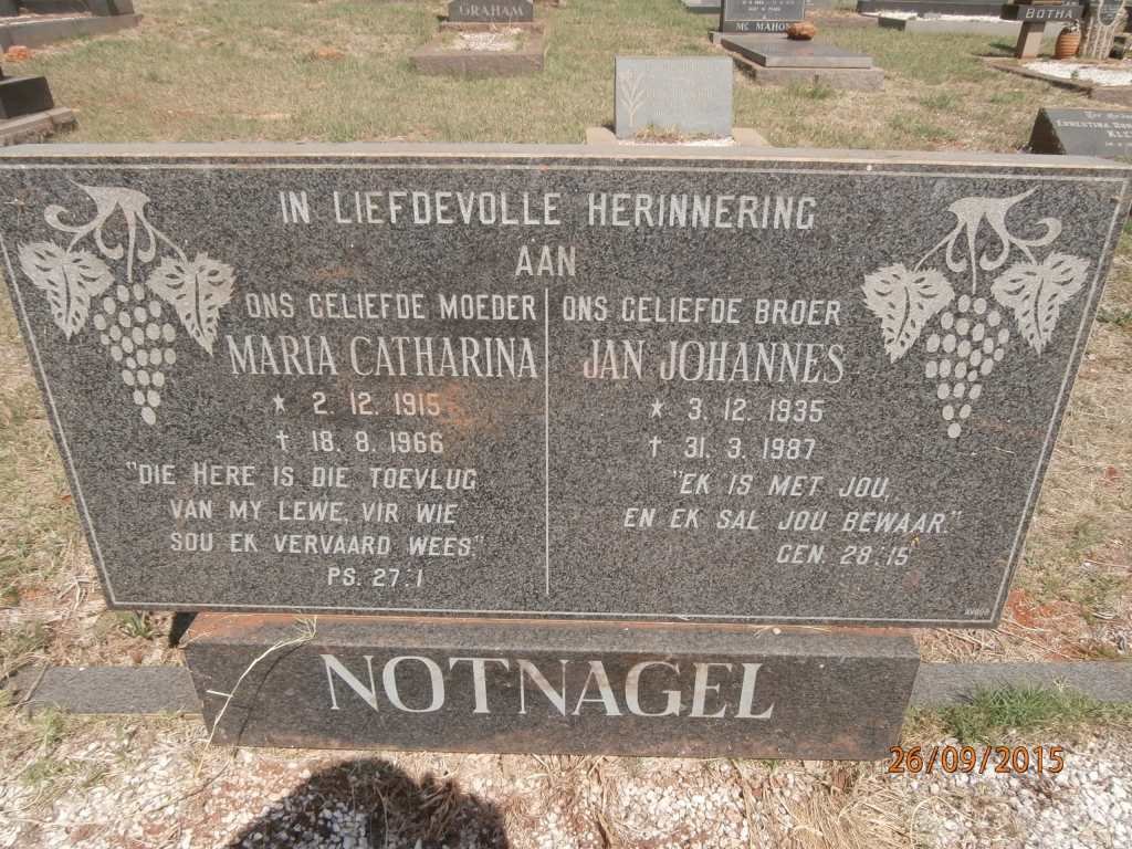NOTNAGEL Maria Catharina 1915-1966 :: NOTNAGEL Jan Johannes 1935-1987