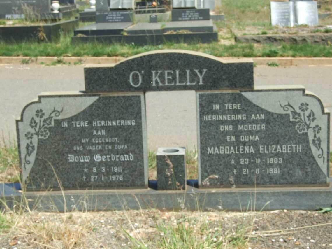 O'KELLY Douw Gerbrand 1911-1976 &amp; Magdalena Elizabeth 1903-1981