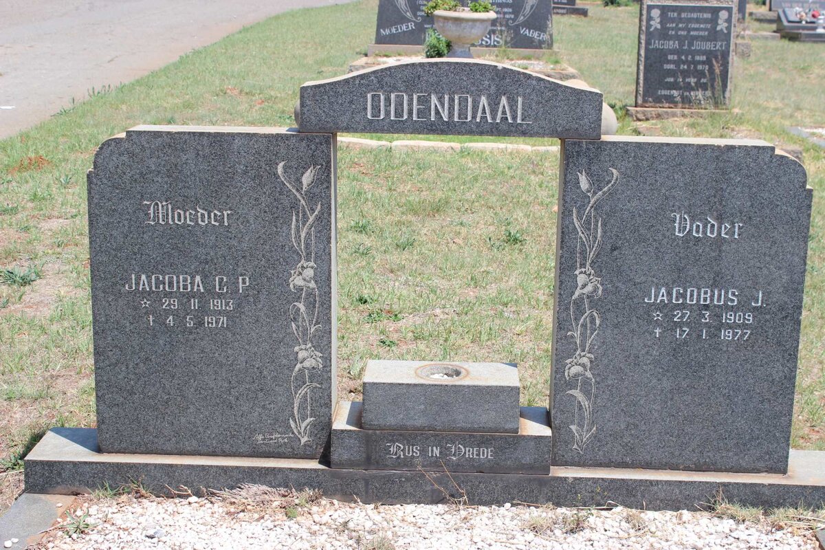 ODENDAAL Jacobus J. 1909-1977 &amp; Jacoba C.P. 1913-1971