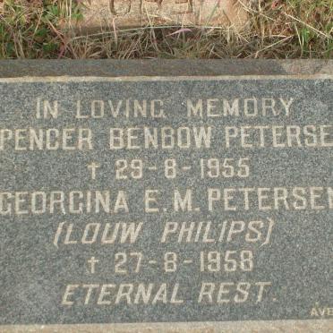 PETERSEN Spencer Benbow -1955 &amp; Georgina E.M. nee LOUW PHILIPS -1958