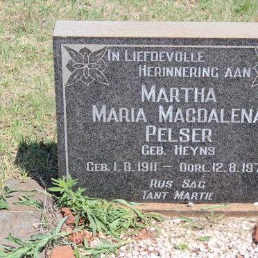 PELSER Martha Maria Magdalena nee HEYNS 1911-1970
