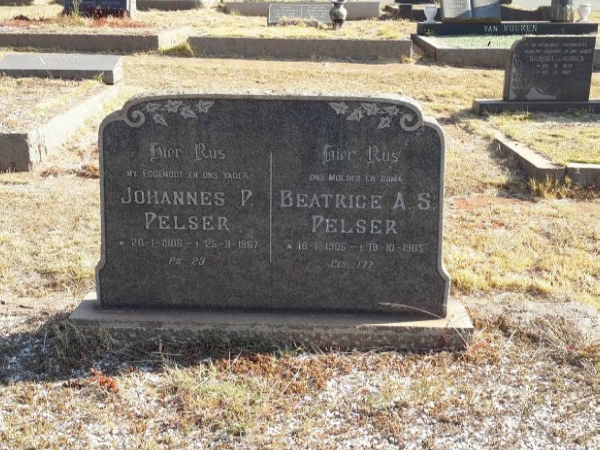 PELSER Johannes P. 1906-1967 &amp; Beatrice A.S. 1906-1985