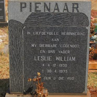 PIENAAR Leslie William 1930-1975