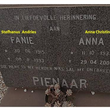 PIENAAR Fanie 1915-1993 &amp; Anna 1934-2005