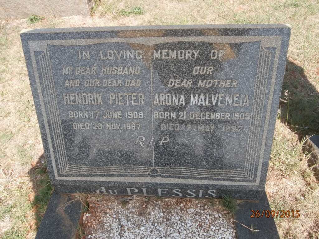 PLESSIS Hendrik Pieter, du 1908-1967 &amp; Arona Malveneia 1909-1992