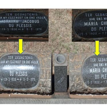 PLESSIS Abraham Jacobus, du 1926-1976 &amp; Maria Christina 1928-2005
