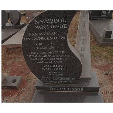 PLESSIS Pieter, du 1941-1996 :: DU PLESSIS Lourens Marthinus 1977-2008