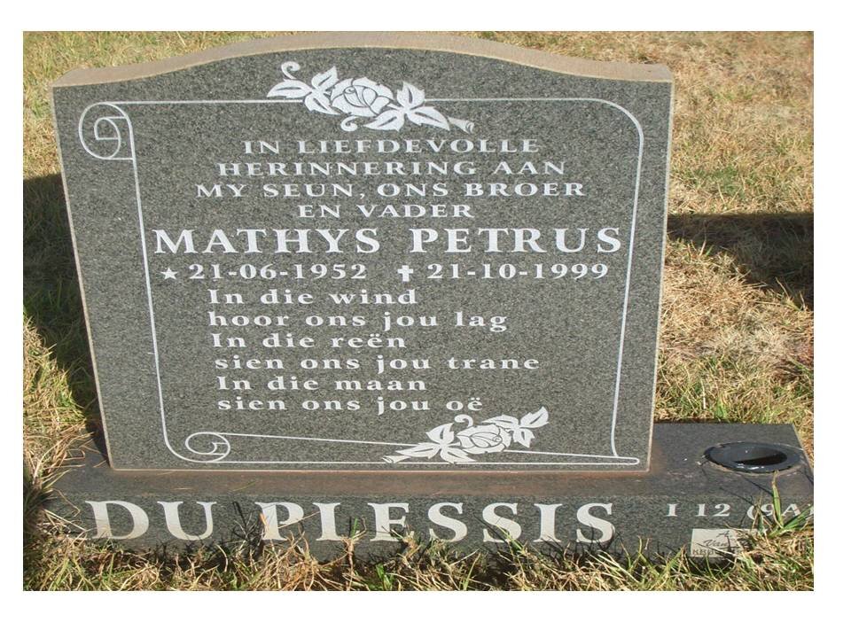 PLESSIS Mathys Petrus, du 1952-1999