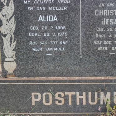 POSTHUMUS Christiaan Jesias 1896-1954 &amp; Alida 1906-1975