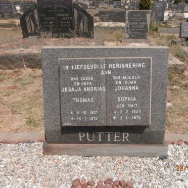 PUTTER Jesaja Andrias Thomas 1917-1975 &amp; Johanna Sophia SMIT 1924-1975