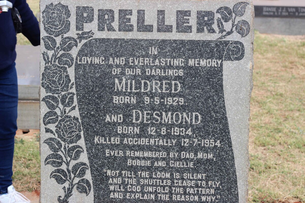 PRELLER Desmond 1934-1954 &amp; Mildred 1929-1954