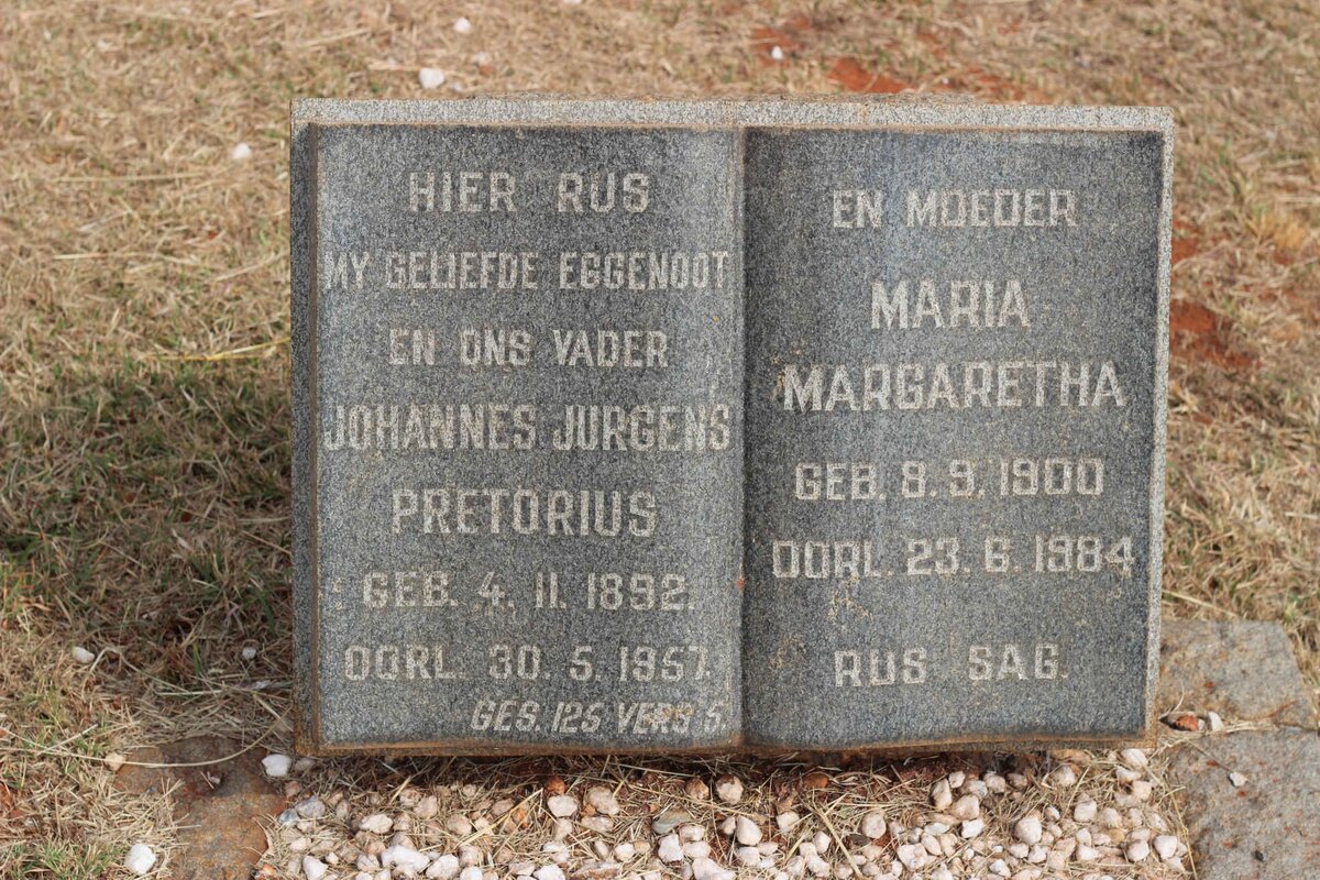 PRETORIUS Johannes Jurgens 1892-1957 &amp; Maria Margaretha 1900-1984
