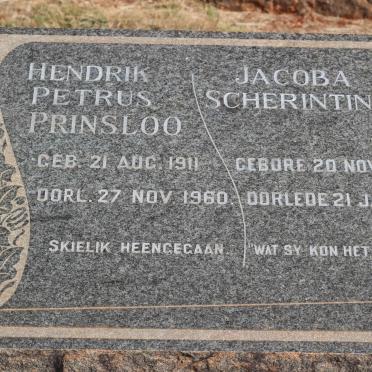 PRINSLOO Hendrik Petrus 1911-1960 &amp; Jacoba SCHERINTINA 1915-1998