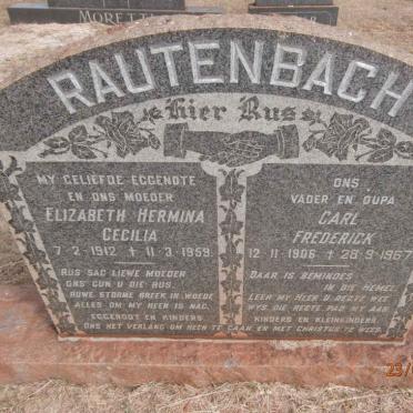RAUTENBACH Carl Frederick 1906-1967 &amp; Elizabeth Hermina Cecilia 1912-1959