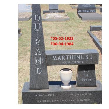 RAND Marthinus J., du 1923-1984