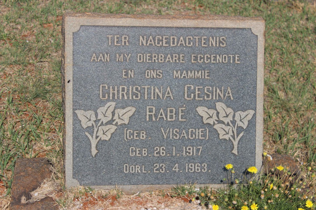 RABE Christina Gesina nee VISAGIE 1917-1963