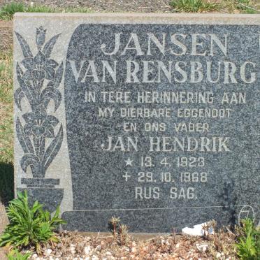 RENSBURG Jan Hendrik, Jansen van 1923-1968