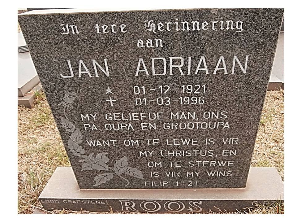 ROOS Jan Adriaan 1921-1996