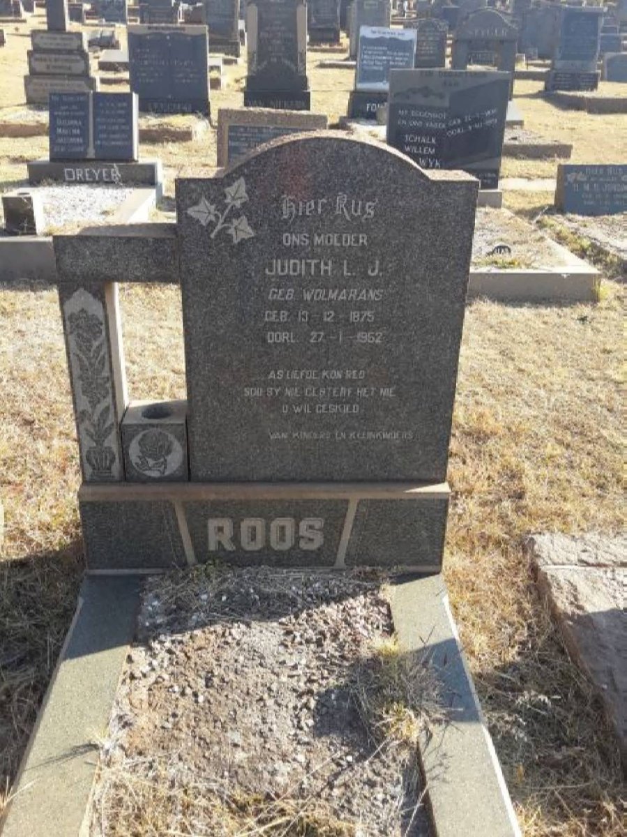 ROOS Judith L.J. nee WOLMARANS 1875-1952