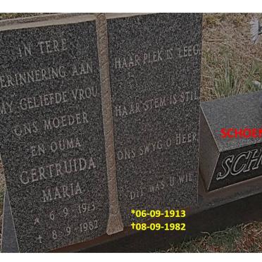 SCHOEMAN Gertruida Maria 1913-1982